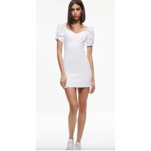 Alice + Olivia White Puff-Sleeve Mini Dress